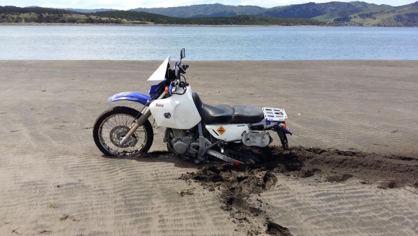 Stuck in the sand at Port Waikato Dunes