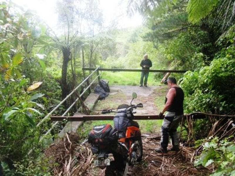 The blocked off bridge on Makairo track