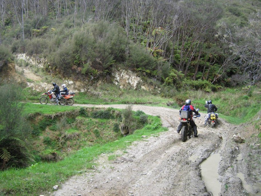 Slip sliding in the clay and mud on Old Whangamomona Road