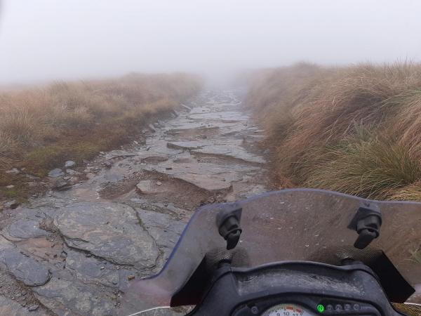 Looking down the stoney steps on Piano Flat