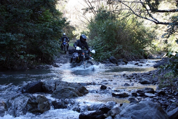 Entering a stream heading to Sutherlands Hut