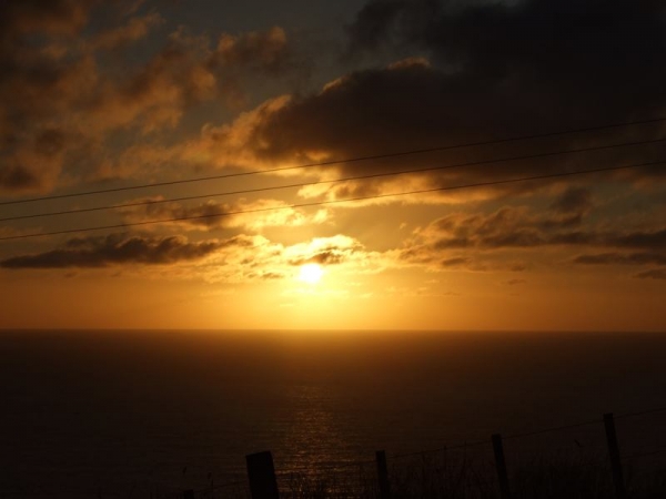 Sun setting over the Tasman Sea.